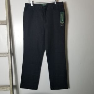 NWT LAUREN RALPH LAUREN CATLIN CLASSIC STRAIGHT LEG BLACK PANTS SIZE 12P